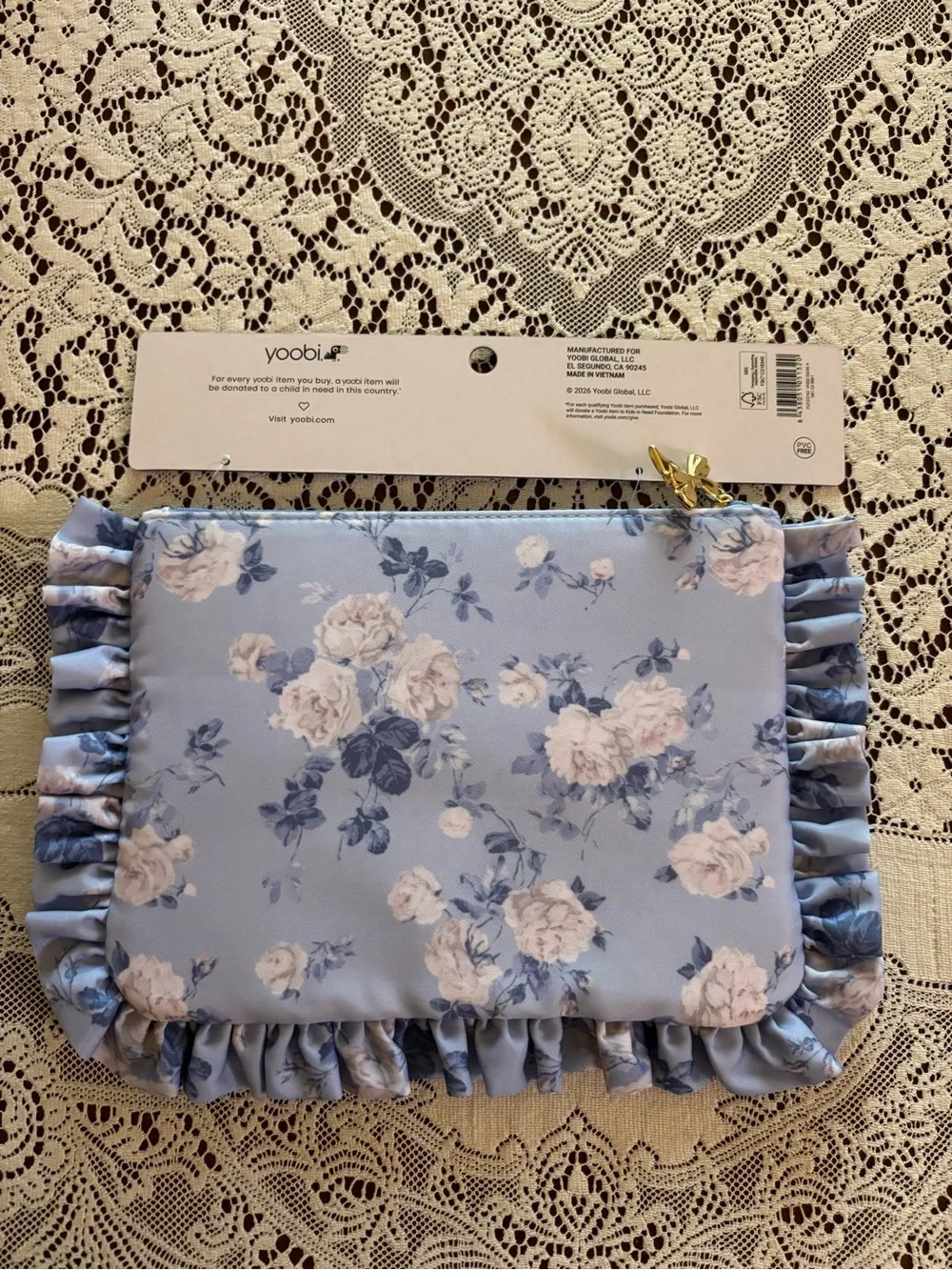 NWT loveshackfancy x yoobi floral pouch